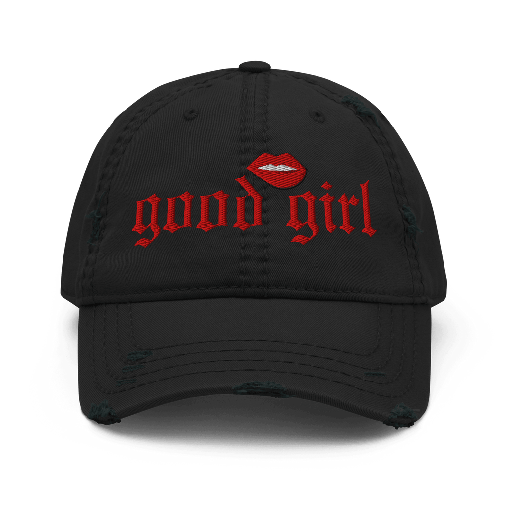 Good Girl Distressed Dad Hat in After Midnight