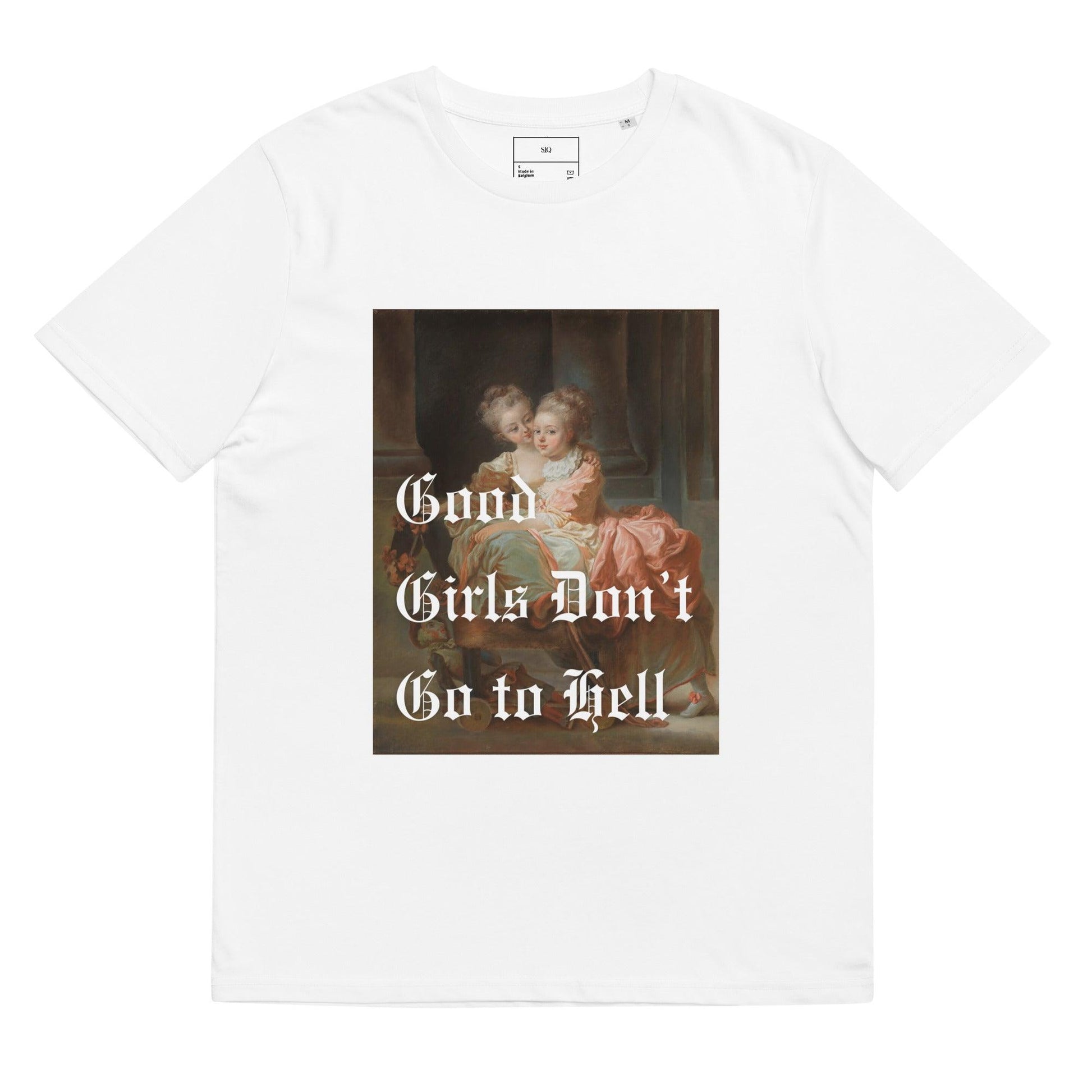 Good Girls Don't Go To Hell Tee by The Siq Collective with vintage painting and gothic text